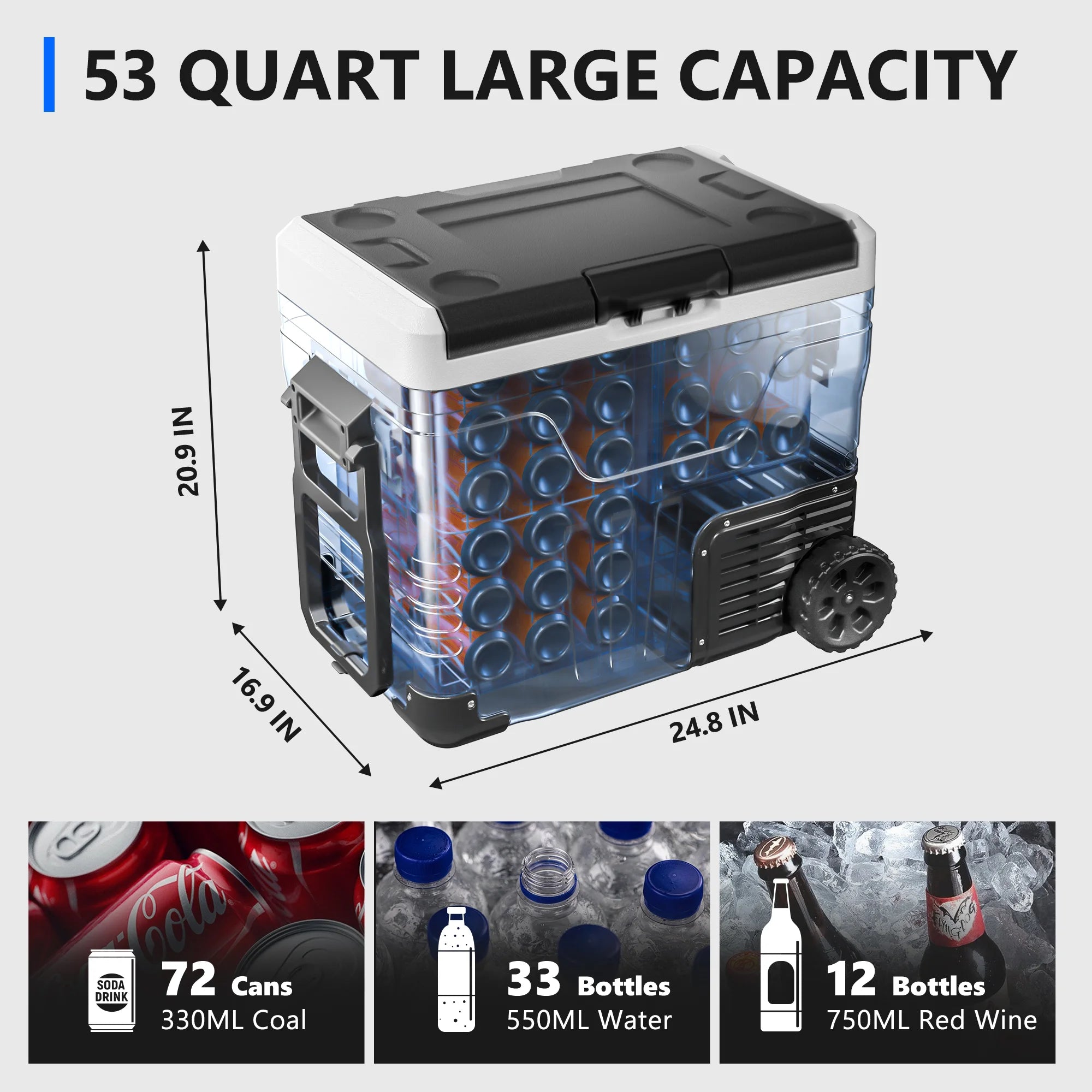 Simzlife 12V Car Refrigerator, 37QT Electric Cooler DC/AC, -4�H~68�H, RV Freezer Fridge Cooler with Wheels & 2 Baskets
