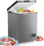 Ecotronic 3.8 Cu Ft Compact Chest Freezer, Grey, Low Noise, Energy Saving, 7-Gear Temperature Control