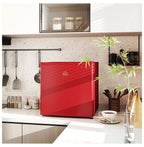 1.1 Cu.Ft Mini Freezer, Compact Upright Freezer - Red, Adjustable Temp, Removable Shelf - Ideal for Dorm, Office, RV & Apartments