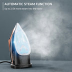 Rowenta Steam Force+ Iron for Clothes, Stainless Steel Soleplate, 1850 Watts, 400 Microsteam Holes, Garment Steamer, Black & Blue, DW9440U1