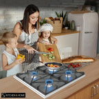 K&H 4 Burner 24 Inch Built-in LPG Gas Stove Top Stainless Steel Surface Cast Iron Cooktop UL / ETL Certified 4-24-SSW-LPG