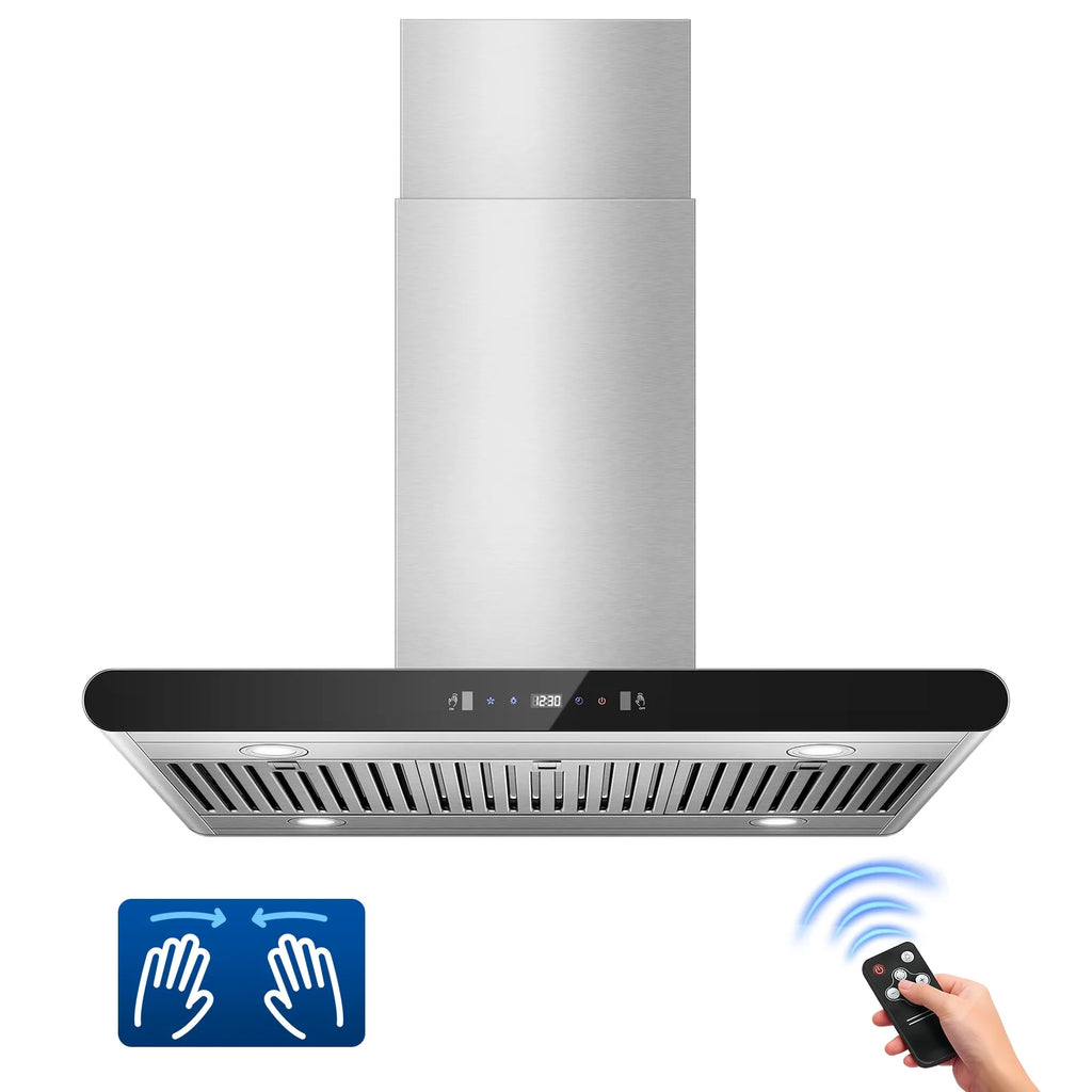 36" Island Range Hood 700CFM Stainless Steel with LED Lights, 3-Speed Touch Control & Delay Shutoff, Ducted/Ductless Convertible
