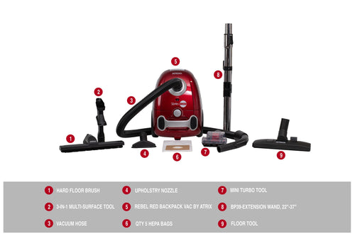 Atrix Rebel Red Vacuum with HEPA Filtration