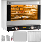VEVOR Commercial Convection Oven,21L/19Qt,Quarter-Size Conventional Oven Countertop,1440W 3-Tier Toaster with Front Glass Door,Electric Baking Oven with Trays Wire Racks Clip Gloves