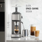 Calphalon Compact Espresso Machine, Home Espresso Machine with Milk Frother, Stainless Steel