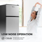 MaxKare 3.6 Cu.ft Mini Fridge with Freezer 2-Door Compact Refrigerator for Dorm, Office, Bar, RV, Bedroom, Silver