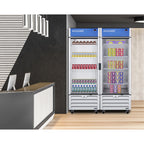 Full-sized glass door commercial display freezer