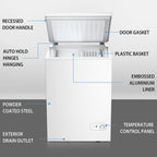 Moifoi 3.5 Cu.ft Chest Freezer w/ Removable Storage Basket & Top Open Door, Energy Saving, White