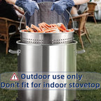 100QT Seafood Boiling Kit, 200,000BTU Propane Burner And Stainless Steel Crawfish Boil Pot w/Basket and Steamer Rack, For Outdoors Cooking and Steaming, Large Turkey Fryer Pot, Lobster Shrimp Pot