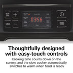 Hamilton Beach 9-in-1 Multi Cooker, 6 Qt Searing Slow Cooker, Nonstick Aluminum Crock with Removable Pot, Black