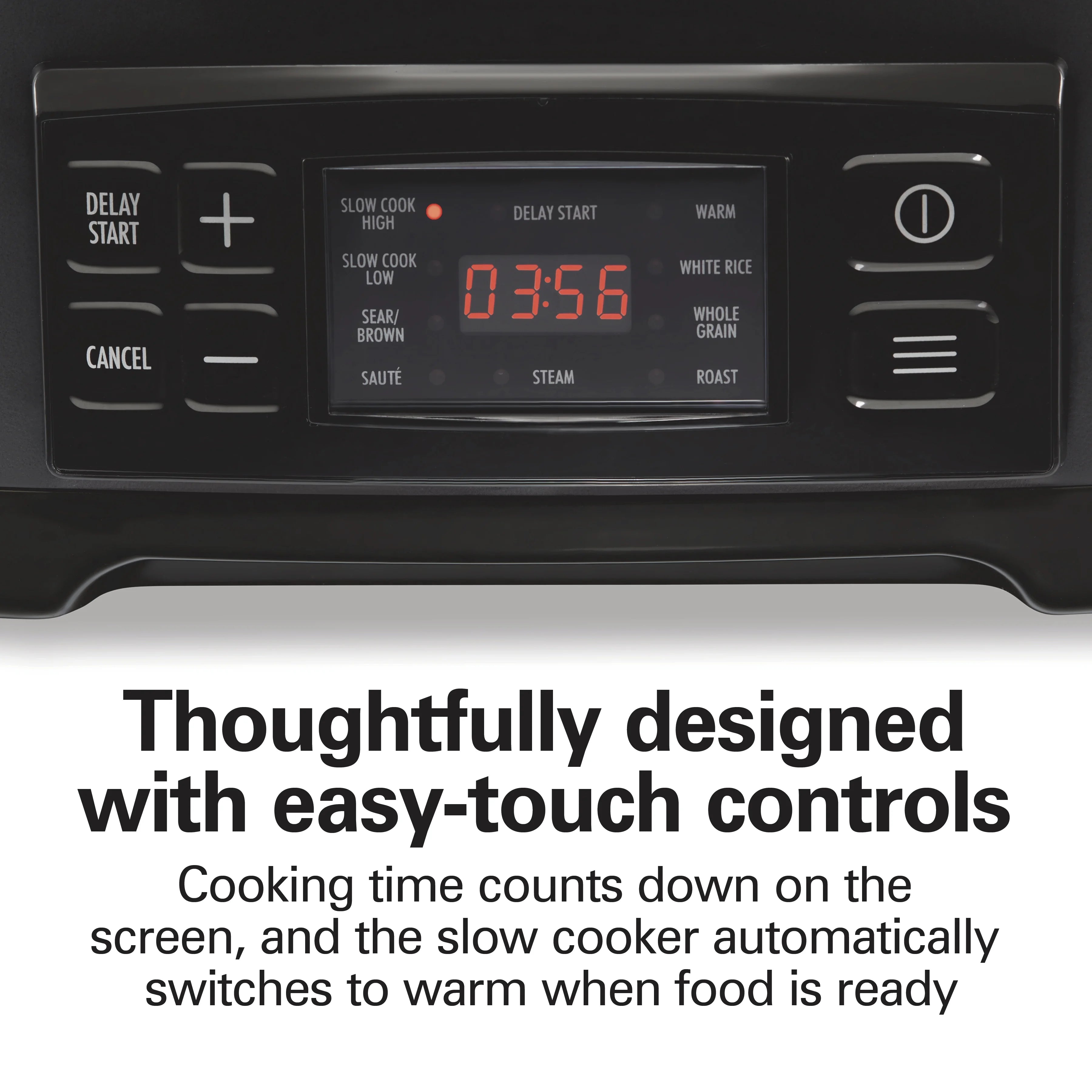 Hamilton Beach 9-in-1 Multi Cooker, 6 Qt Searing Slow Cooker, Nonstick Aluminum Crock with Removable Pot, Black