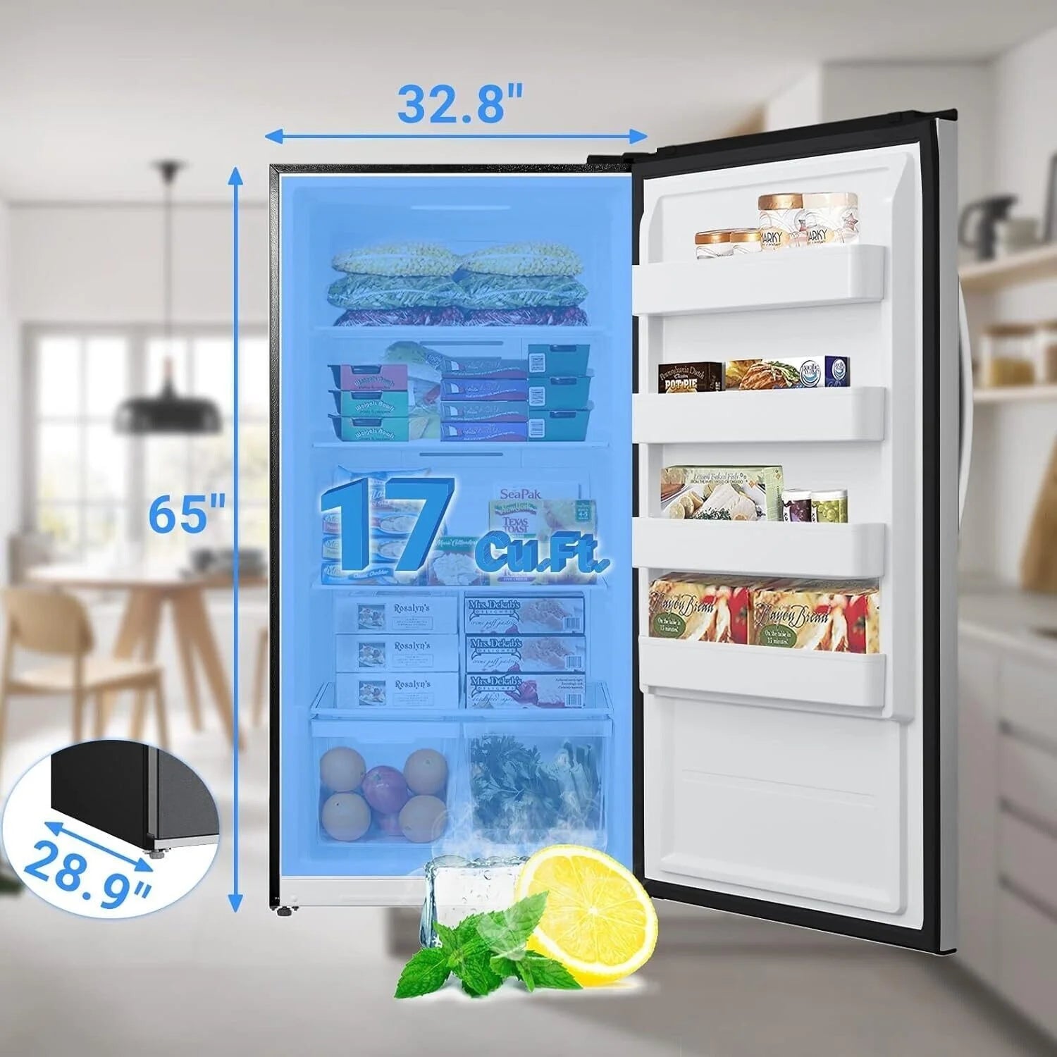 Smad 17 Cu ft Upright Freezer Large Capacity Fridge Refrigerator Frost Free Home Stainless Steel