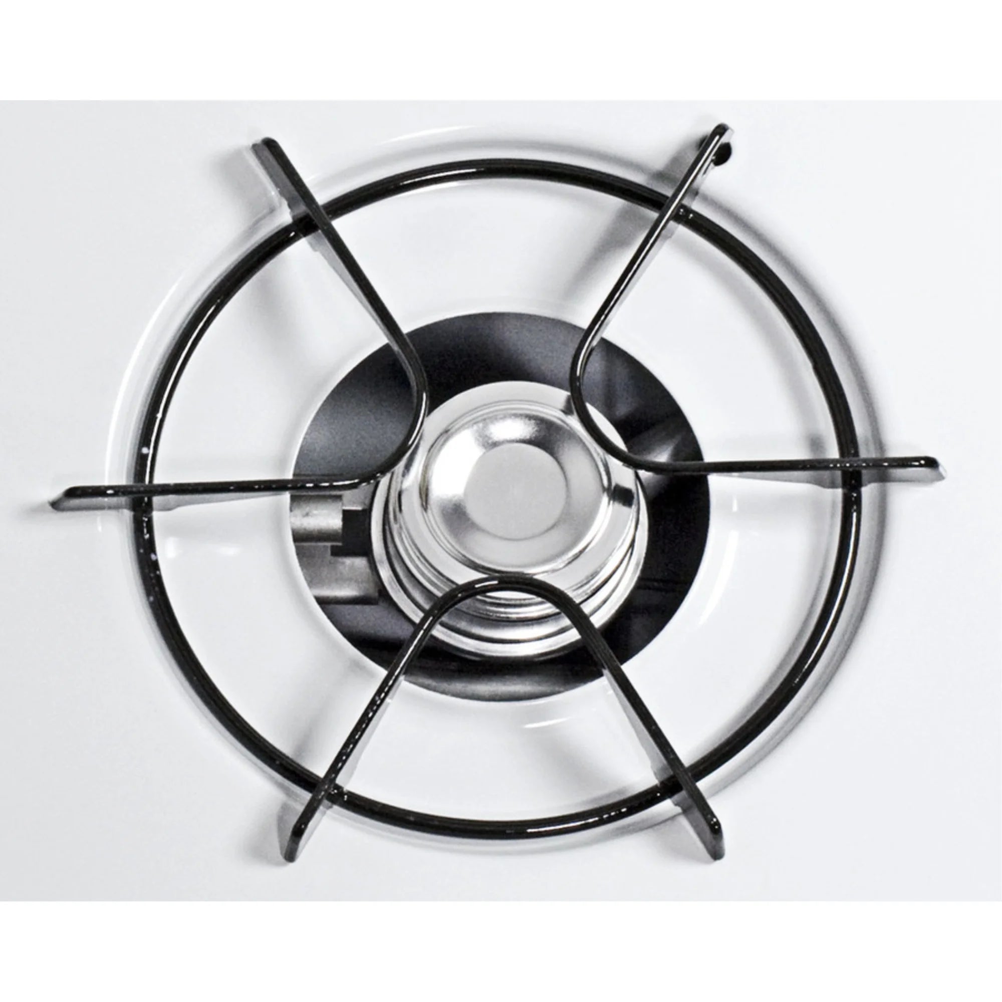 24" wide LP gas cooktop with four open burners and battery-start ignition