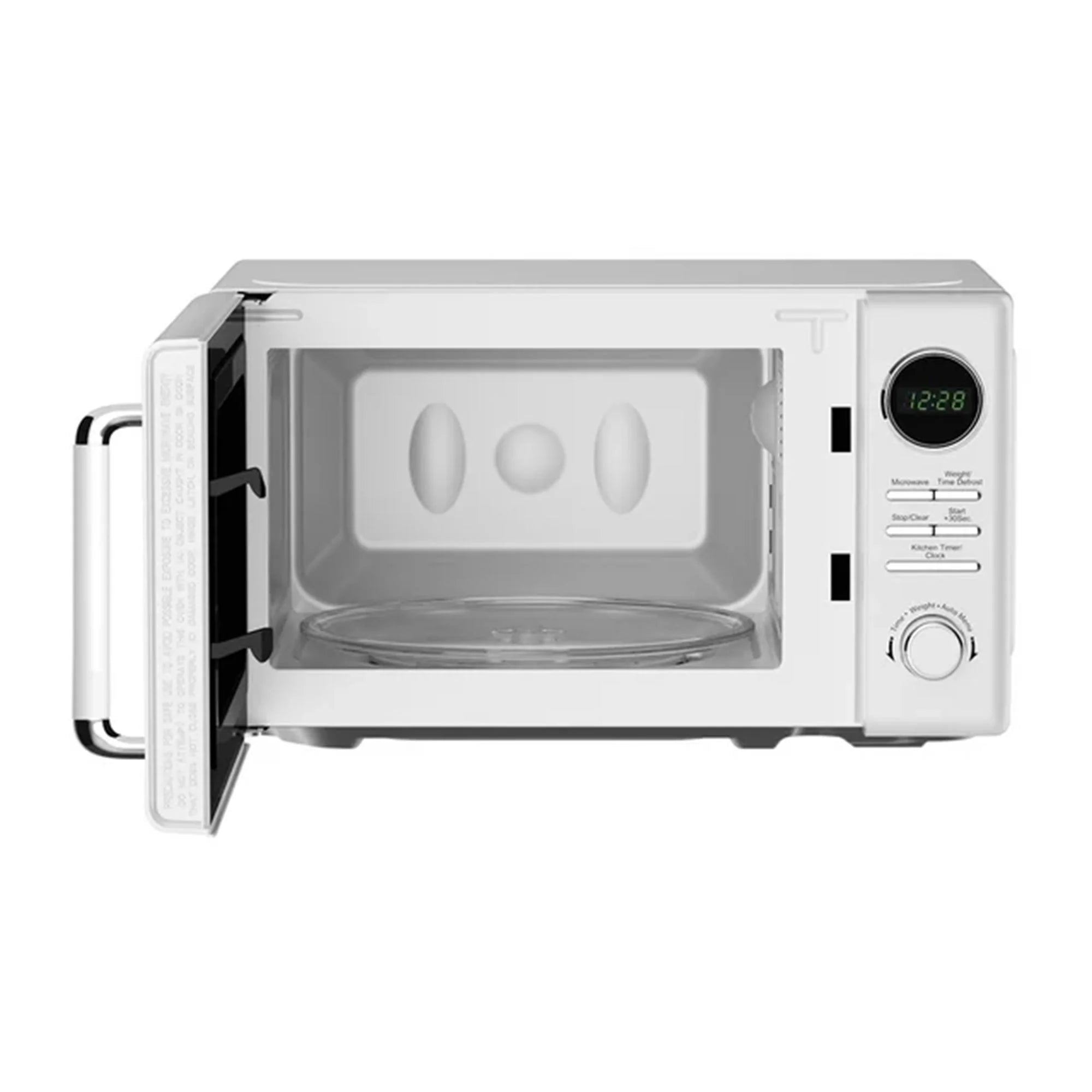 Open Box Magic Chef 0.7 Cubic Feet 700 Watt Retro Countertop Microwave, White
