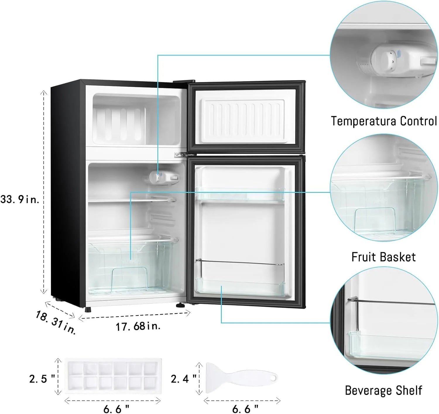 HUMSURE 3.2 Cu.Ft Pink Mini Fridge With Freezer, Compact Dorm Refrigerator, 2 Doors for Bedroom, Office, Kitchen, Apartment