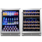 Yeego 30" Wine and Beverage Refrigerator,Two 15" Wine and Beverage Cooler Under Counter or Freestanding, Hold 33 Bottles and 80 Cans(Two Pack)