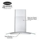 30 in. Vista Collection Ductless Wall Mount Range Hood, Button Controls, LED Lights, Stainless Steel