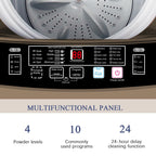 Krib Bling Full Automatic Washing Machine with LED Display, 17.7 lbs Portable Washer with Drain Pump, 10 Washing Programs & 8 Water Levels, Ideal for Camping, Apartment, Dorm, Grey