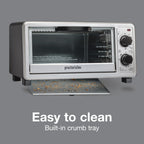 Proctor Silex 4 Slice Countertop Toaster Oven Broiler, Black and Silver