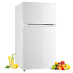 CALLIEVER Compact Mini Fridge with Freezer, 3.5 Cu.Ft 2-Door Refrigerator �C Ideal for Dorm, Office, Bedroom �C 7 Temp Settings, Adjustable Shelves,Silver