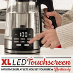Gourmia 1.7L Programable Glass Kettle with Touch Display, Infuser, Black