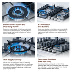 Rangaire RCG241S 24" Gas Cooktop - Stainless Steel, Sealed Burners, Cast Iron Grates, Die Cast Metal Burner Controls