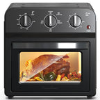 Plum Chef 13QT Air Fryer Toaster Oven Combo, 7-in-1 Multifunctional Countertop Oven with 360�� Hot Air Circulation for Healthy Oil-Free Cooking, Family Size, Stainless Steel, Silver