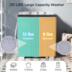 Costway Twin Tub 20Lbs Top Load Washing Machine with Gravity Drain