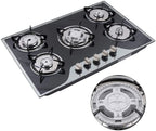 ANQIDI LPG/NG Gas Cooktop 5 Burners Gas Hobs Built-in Automatic Pulse Ignition Gas Stove Kitchen Cooker (35.4")