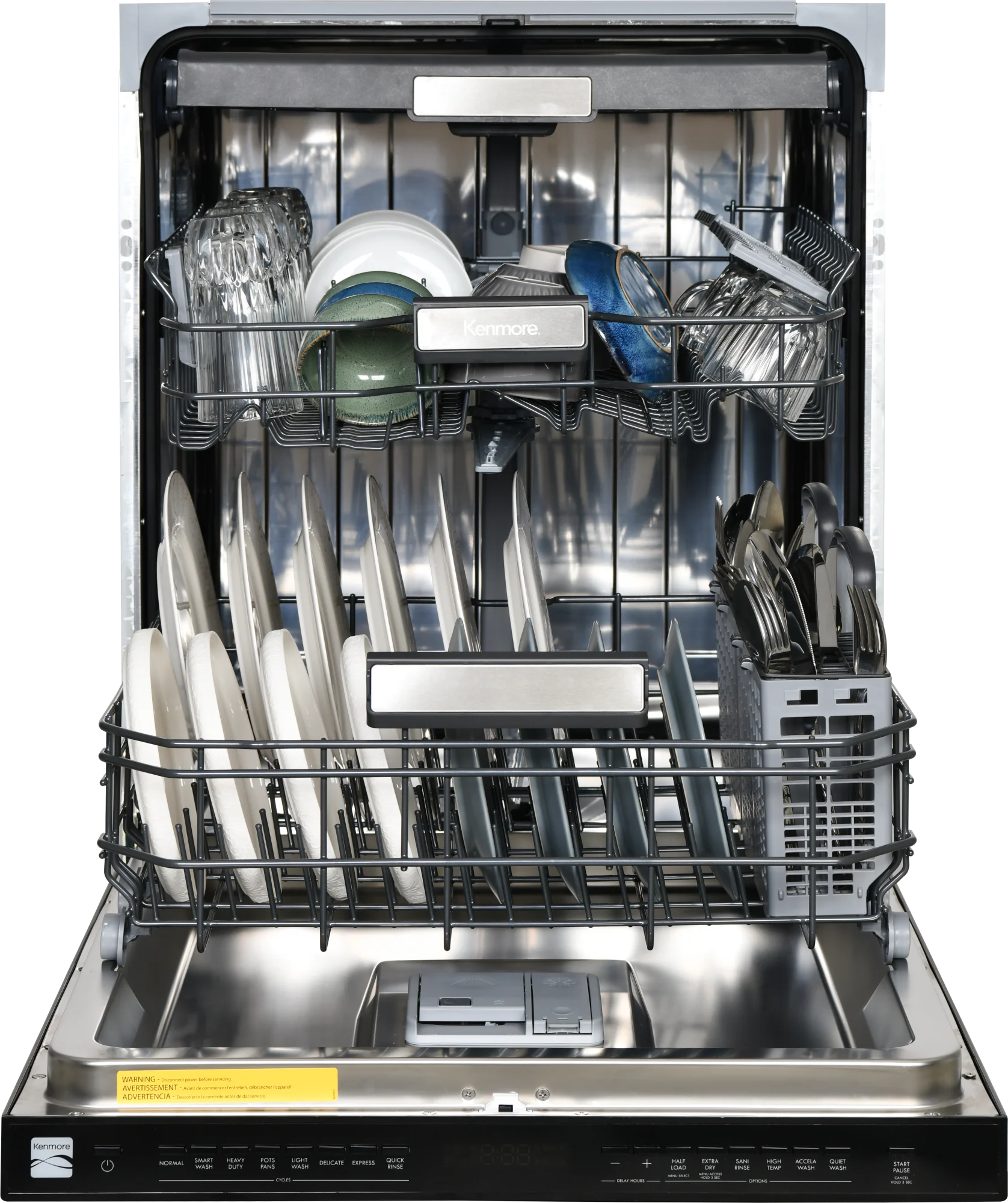 Kenmore 02214639 24" Built-in Stainless Steel Tub Dishwasher, Removeable 3rd Rack, SmartWash, Black