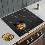 Peakora Electric Cooktop, Built-in Cooktop 3000W, Electric Stove Top with 4 Electric Burners, 9 Heating Level, Kid Safety Lock, Sensor Touch Control, 110V