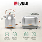 Haden Heritage 1.7 Liter Electric Kettle with 2 Slice Bread Toaster, White