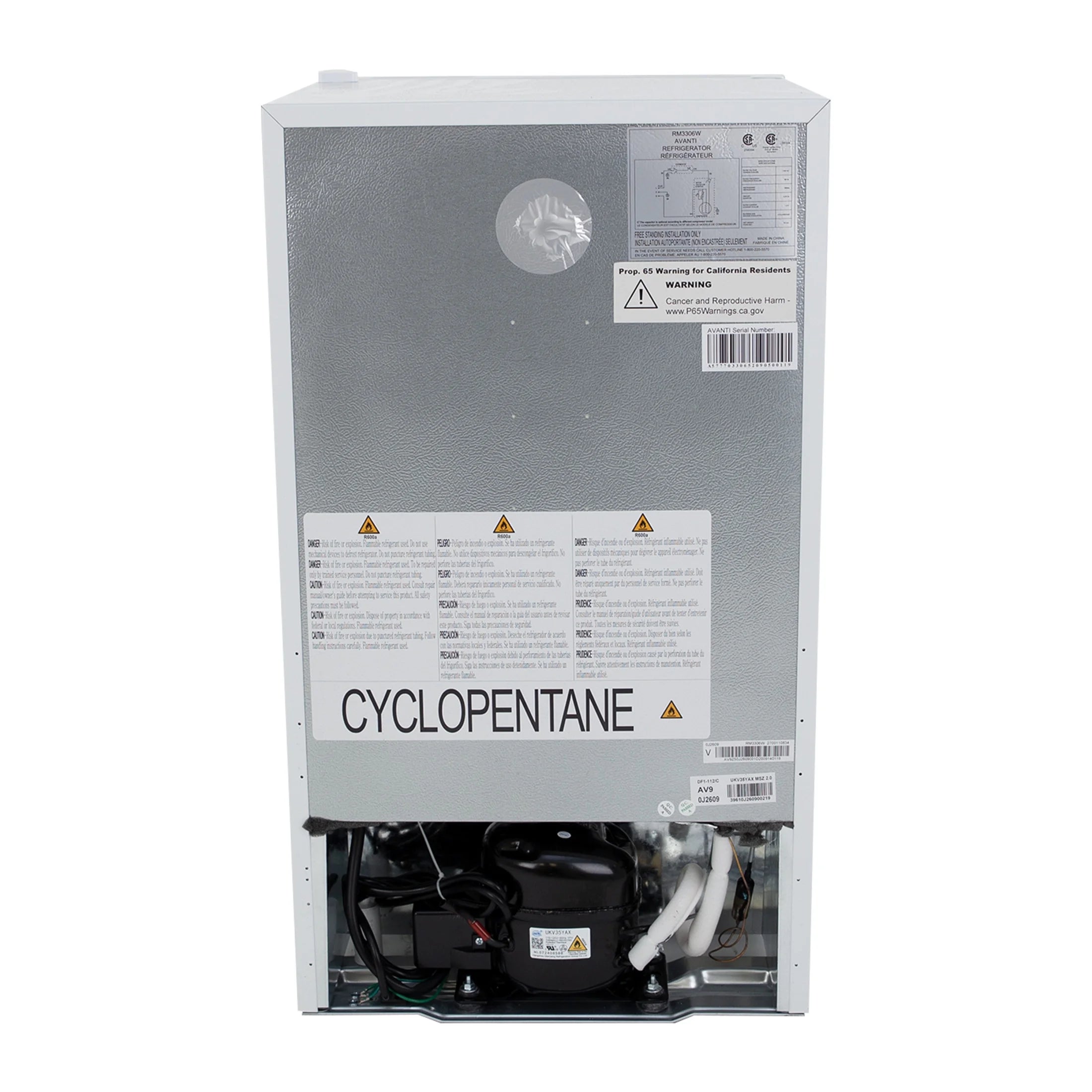 Avanti 3.2 cu. ft. Compact Refrigerator, Mini-Fridge, in White (RM3306W)