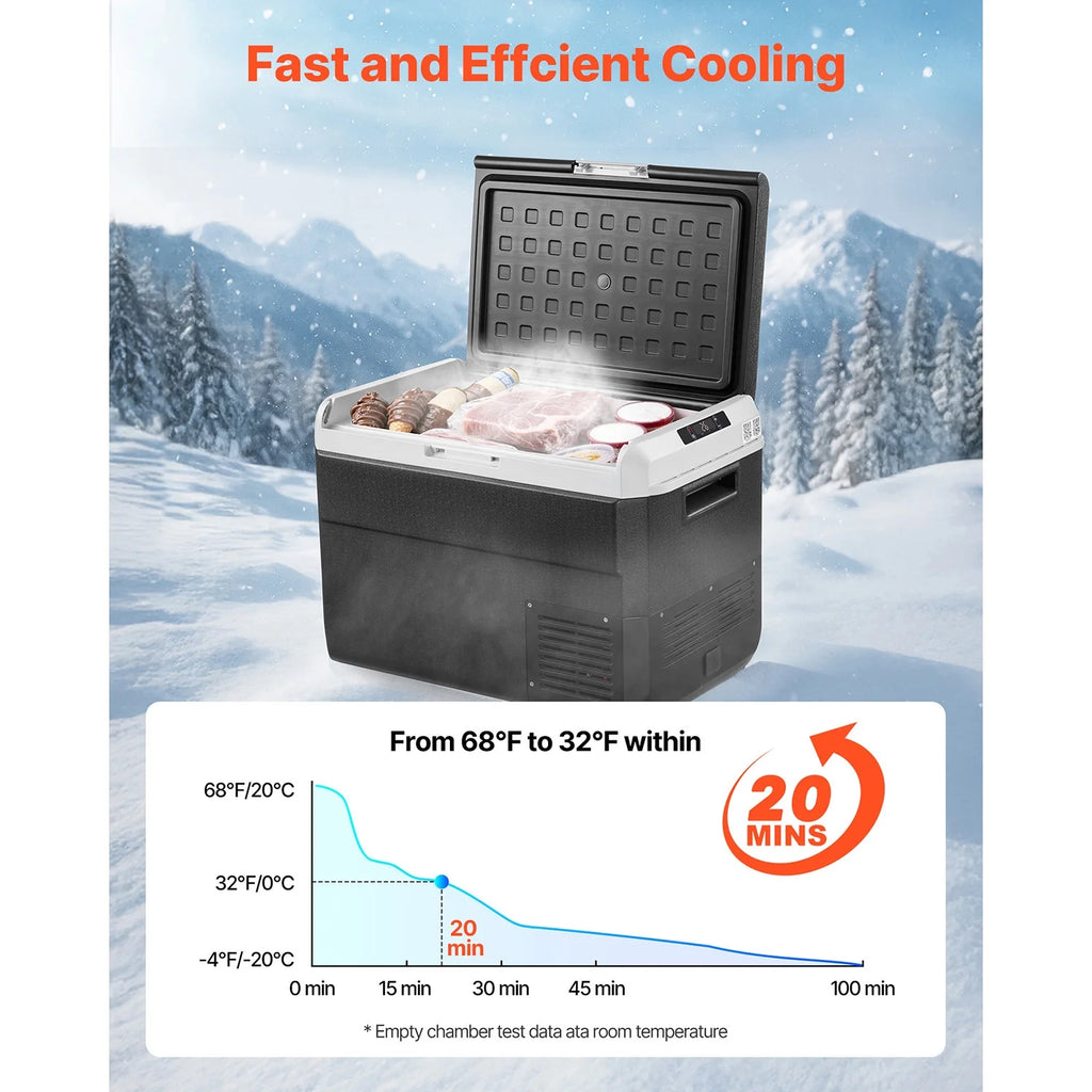 VEVOR Portable Car Refrigerator 53 Qt, 12V Portable Freezer with Single Zone, 12/24V DC & 110-240V AC Electric Cooler with -4�H-68�HCooling Range, for Car Truck Vehicle RV Boat Outdoor & Home use