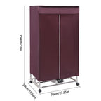 110V Wine Red Clothes Dryer Portable Travel Mini Dryer Machine 1200-1500W Electric Dryer For Homes, Apartments