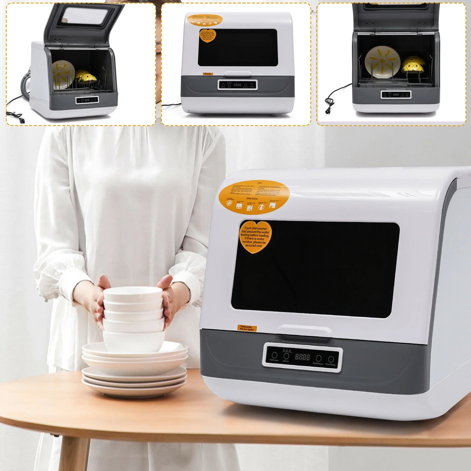 Large Capacity Portable Countertop Dishwasher 3 Washing Programs 1200W 110V