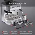 BEKAY Espresso Coffee Machine 15 Bar with Grinding Coffee Filter Milk Frother, Automatic Coffee Maker for Home