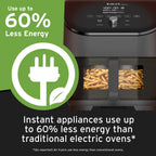 Instant Pot Vortex Plus 6-Quart 6-in-1 Air Fryer Oven with ClearCook Cooking Window, Digital Touchscreen, Nonstick and Dishwasher-Safe Basket, Includes Free App with over 1900 Recipes, Single Basket