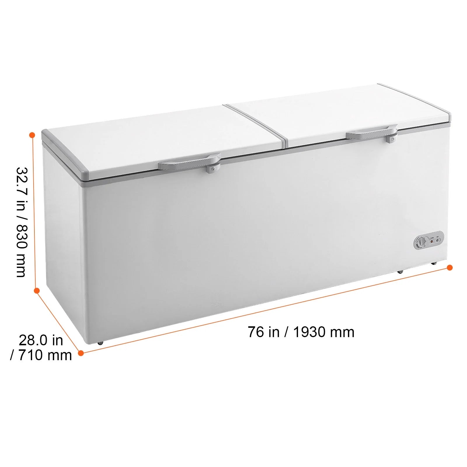 KFFKFF 19.8 Cu.ft / 561 L Small Top-Open Chest Freezer 4 Detachable Baskets, 7-Speed?Temperature Control Removable Storage Basket, Freestanding 6 Wheels