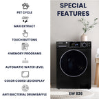 Equator 110V 1.6 cf Washer w/ Pet Cycle & 110V 3.5cf Vented Digital Sensor Dryer in Black