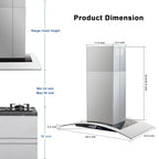 30 inch Range Hood 700 CFM Island Mount Range Hood Ceiling Mount Kitchen Vent Hood Touch Control Gesture Sensing