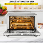 Choco Moon ETL 1600W Compact Convection Oven 47L/43Qt Countertop Half-Size 4-Tier Toaster Glass Door Electric Baking Trays Racks Gloves Inc 120V Commercial Use