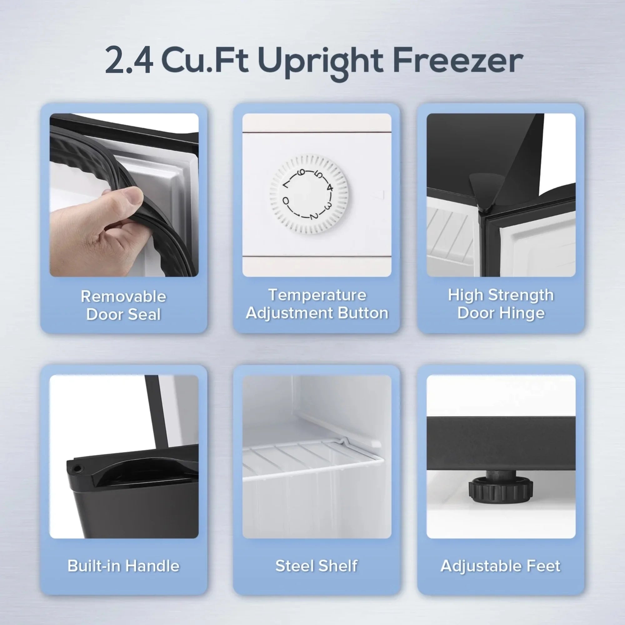 Auseo Upright Freezer, 3 Cu.ft Mini Freezer with Adjustable Thermostat & Reversible Single Door, Stand Up Freezer for Home/Office/Dorms/Apartment-Black