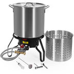 Barton 64 Qt. Aluminum Turkey Deep Fryer Pot With Injector Thermometer Kit and 100,000 BTU Outdoor Propane Stove Burner Stand for 28Lb Turkey, Outdoor Cooking Seafood Boiler Roaster Crawfish Boiling