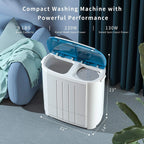 Auertech Portable Washer 14lbs Mini Twin Tub Compact Semi-Automatic Washer Spinner Combo, Gravity Drain