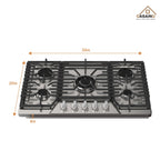 CASAINC 30" Recessed Natural Gas Cooktop with 5 Burners and Liquid Propane Conversion Kit, Stainless Steel