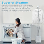 Pure Enrichment PureSteam Pro Upright Clothes Steamer - Professional Standing Garment Steamer & Foot Pedal - Half Gallon Tank with 1 Hr of Sanitizing Steam at 4 Heat Levels that Heats in 45 Seconds