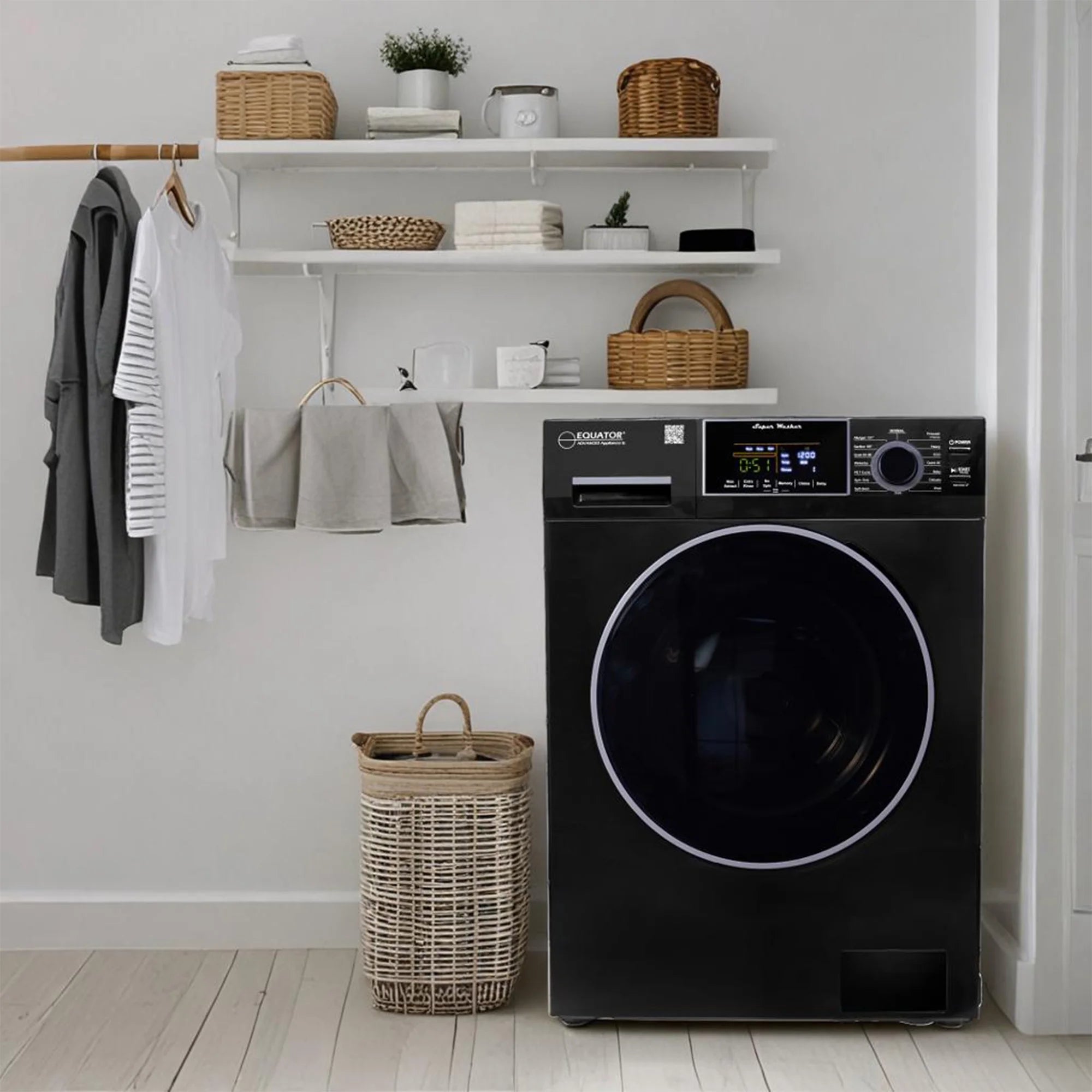 Equator 1.6 cu.ft./15 lbs Black 110V Front load Washer 15 programs + Pet Cycle