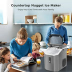 LHRIVER Countertop Nugget Ice Maker, 35Lbs/24H, Soft Chewable Ice, Ice Scoop, Self-Cleaning, White