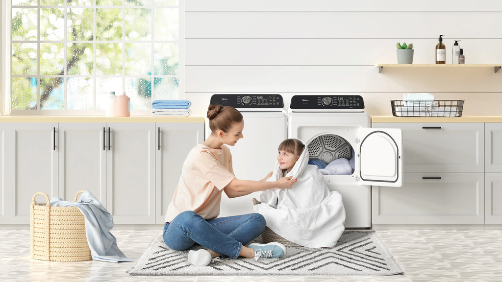 MIDEA 7.0 Cu Ft Sensor Dry Electric Smart Dryer, White